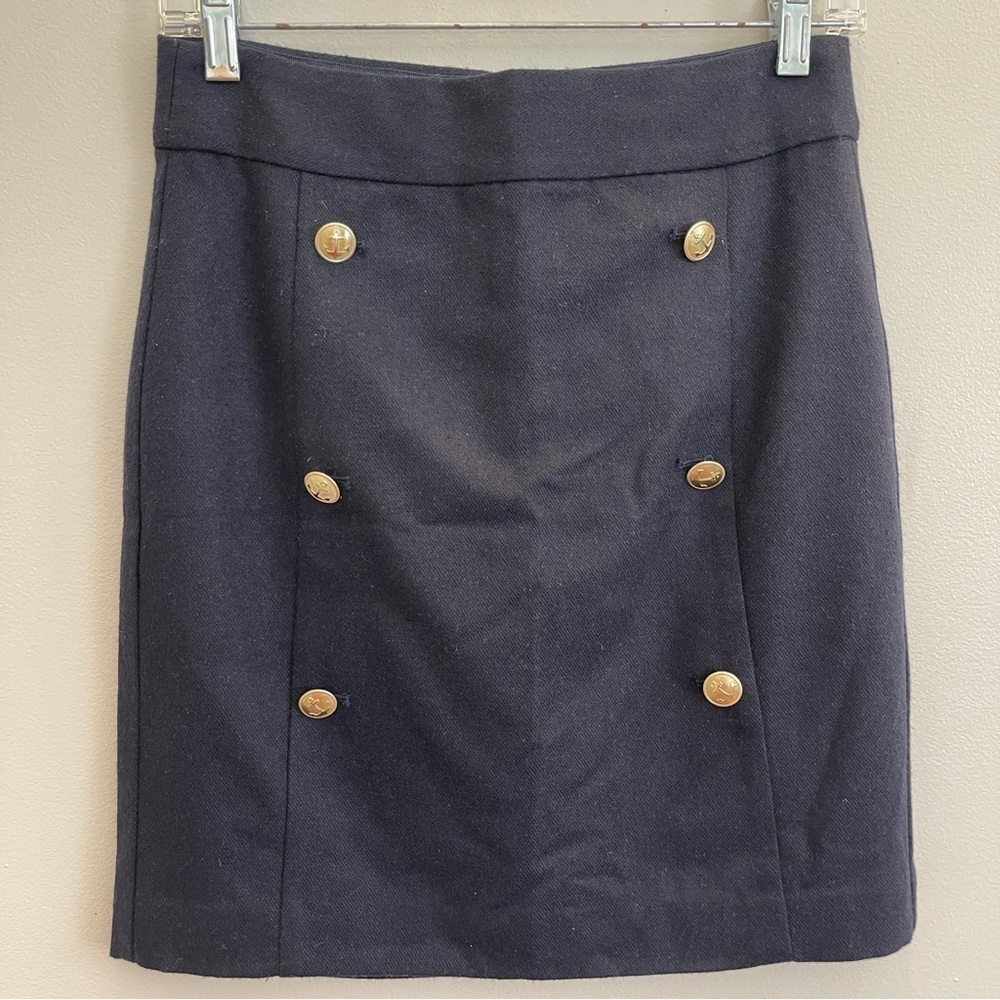 J Crew Skirt Navy Womens Size 2
Nautical Sailor Skirt with Gold Button Details